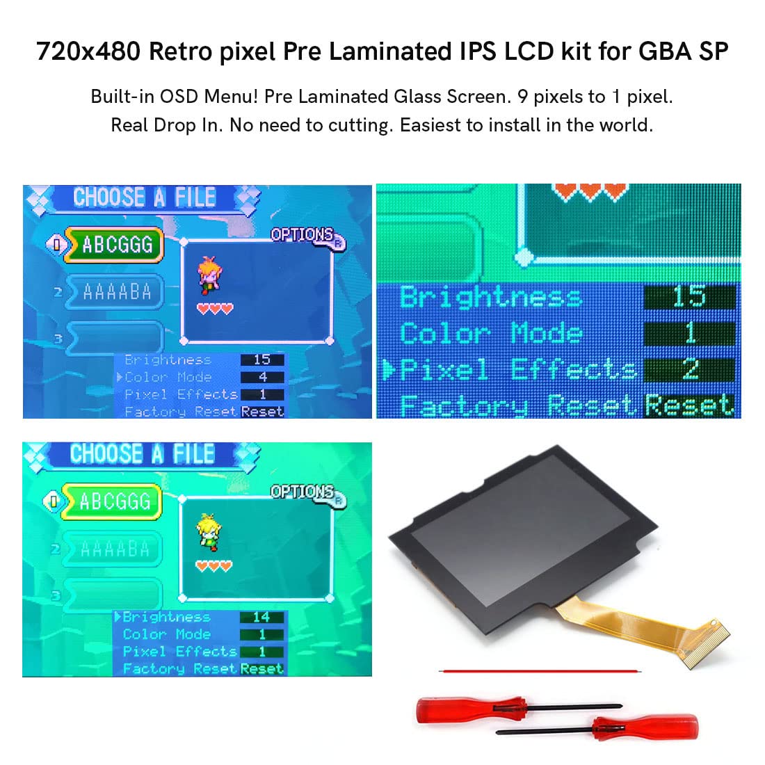 Hispeedido IPS Laminated V5 Screen for Gameboy Advance SP