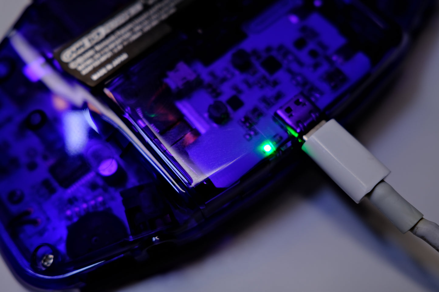 Clear Purple Gameboy Advance GBA | IPS V5 Laminated Screen | Purple LED Buttons | USB-C Rechargeable Battery