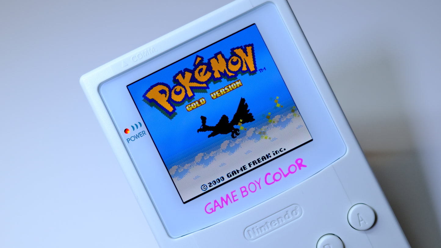 White Gameboy Color GBC | OLED Touch Screen | Rechargeable USB-C Battery
