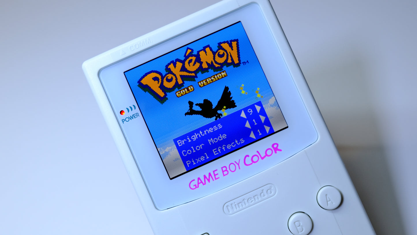White Gameboy Color GBC | OLED Touch Screen | Rechargeable USB-C Battery
