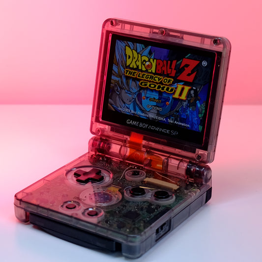 Black Crystal Clear Gameboy Advance GBA SP | IPS M2 Laminated Screen | USB-C Charging Port | New Battery | New Speaker