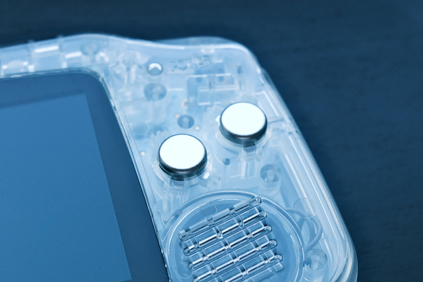 Crystal Clear Modded Game Boy Advance GBA with IPS V5 Screen, Aluminum Buttons, and USB-C Battery