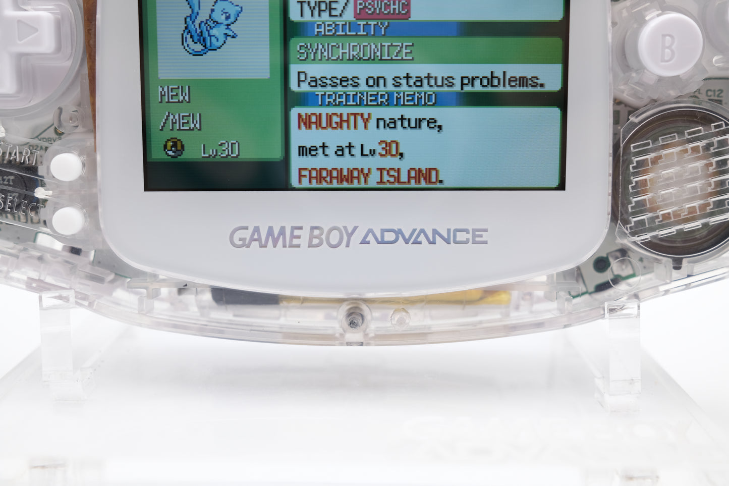 Crystal Clear Gameboy Advance GBA with IPS laminated LCD Screen V3