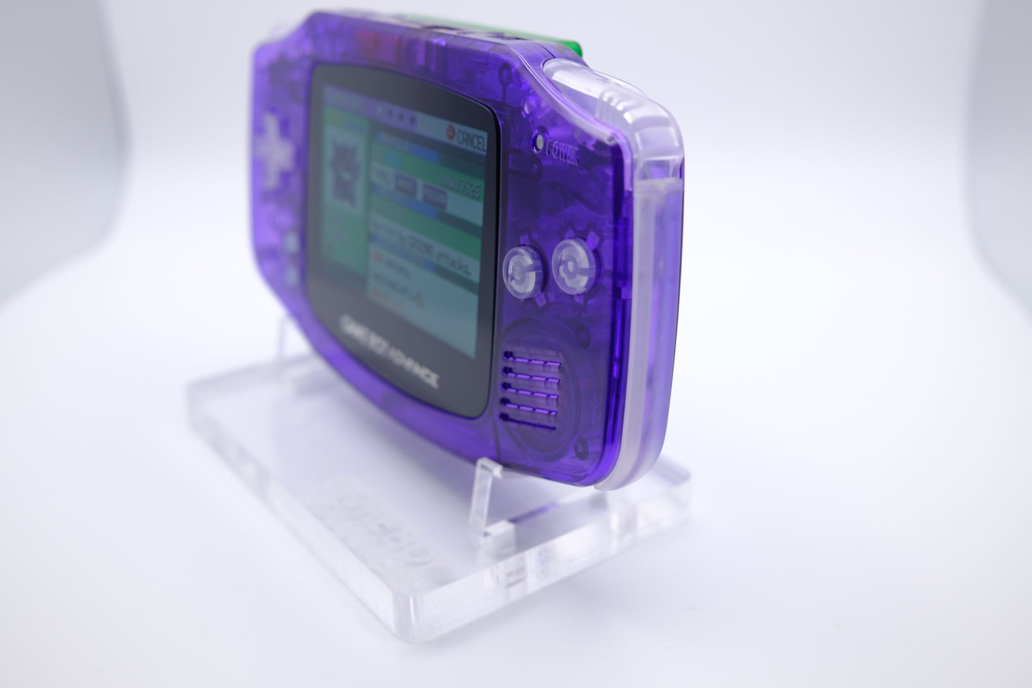 Purple Crystal Clear Gameboy Advance GBA with IPS laminated LCD screen V5