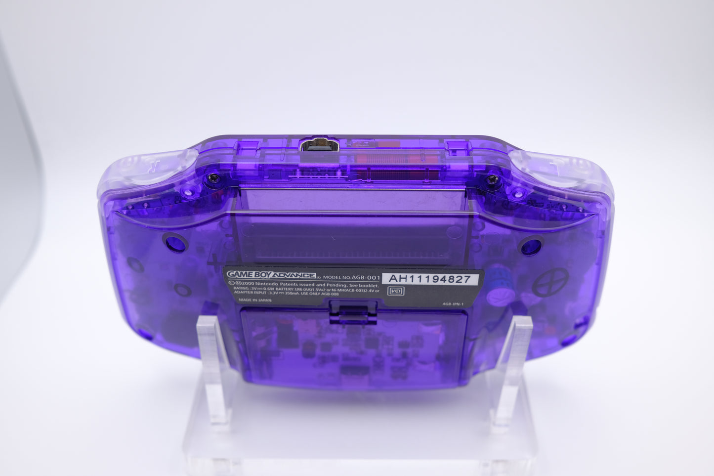 Purple Crystal Clear Gameboy Advance GBA with IPS laminated LCD screen V5